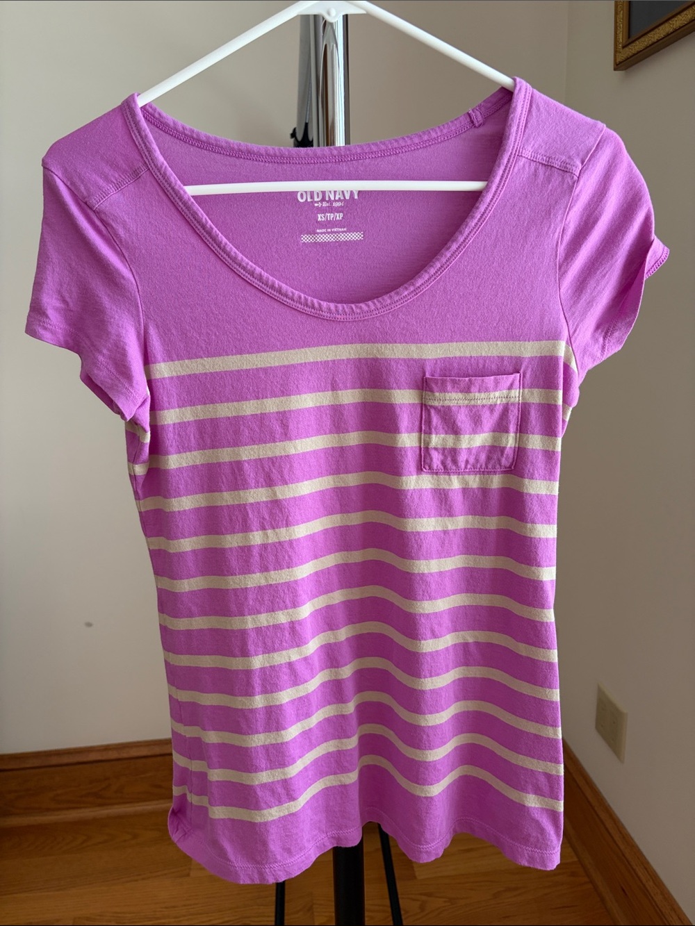 Old Navy Lavender-Pink Striped Short Sleeve Tee